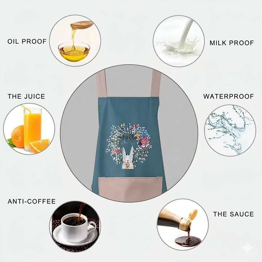 Waterproof Kitchen Apron - Adjustable Strips