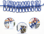 Adjustable Clothesline Rope | Drying Rope with 12 Clips and 2 Hook | Pack of 2